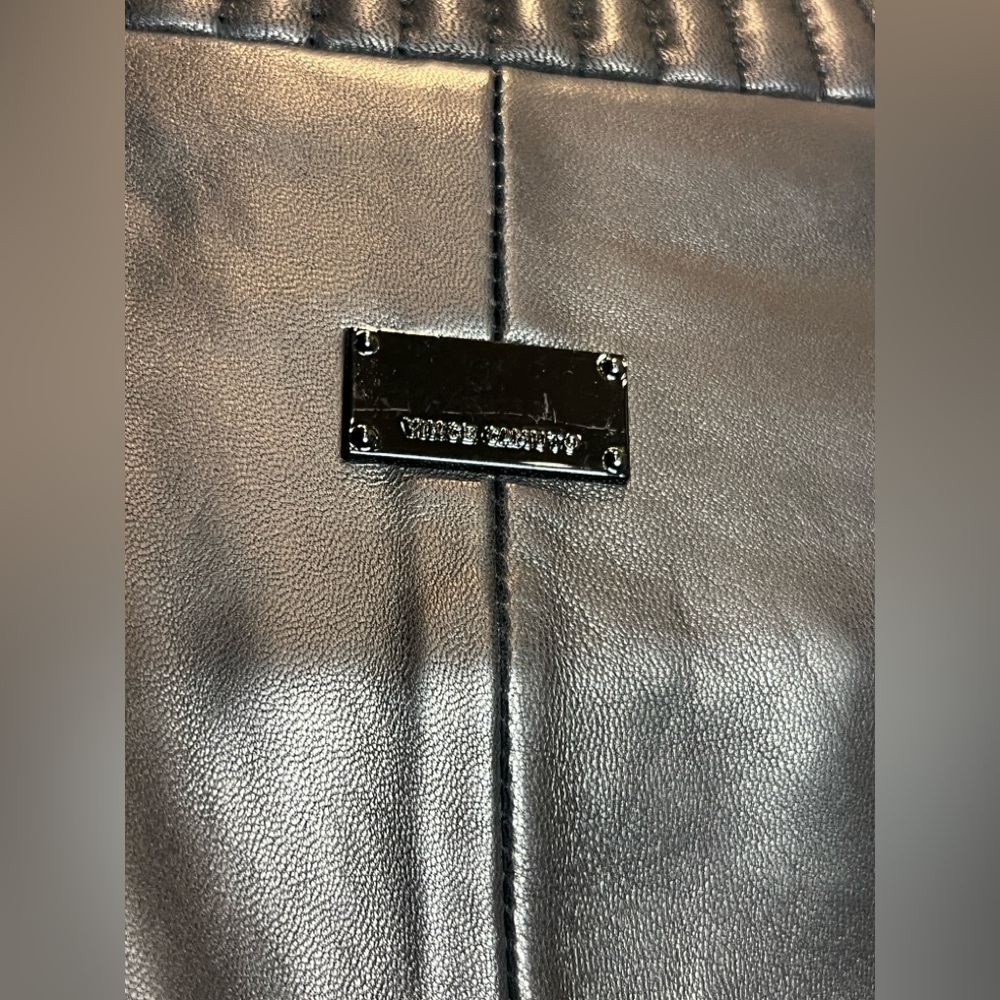 Vince Camuto Black Genuine Lambskin Quilted Leather Moto Jacket Size Large - Picture 13 of 15